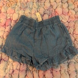 NWT AERIE Blue Ruffle Hem Women Shorts